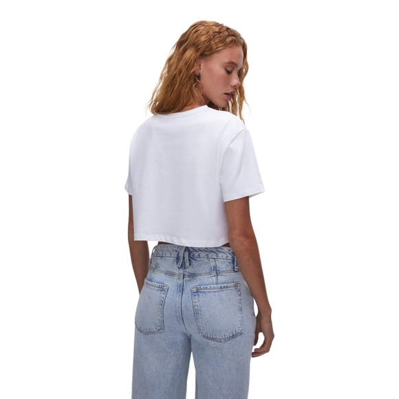 Good American The Cotton Cropped Tee In White•Size 4•NWOT - Picture 4 of 7